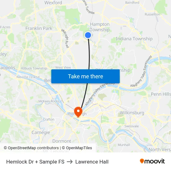 Hemlock Dr + Sample FS to Lawrence Hall map