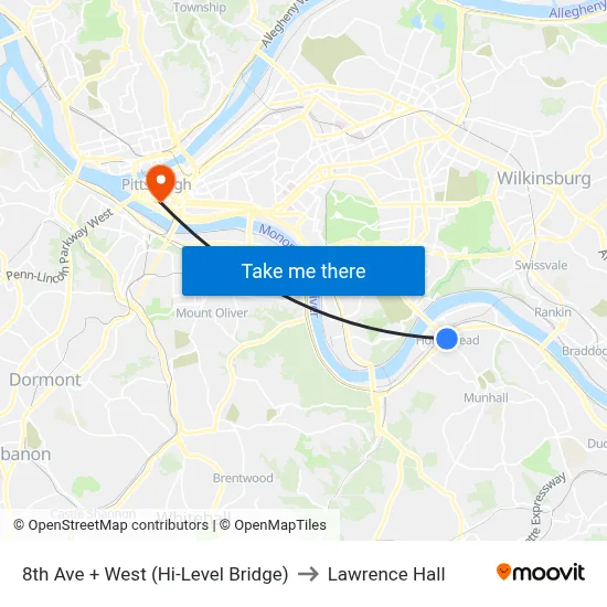 8th Ave + West (Hi-Level Bridge) to Lawrence Hall map