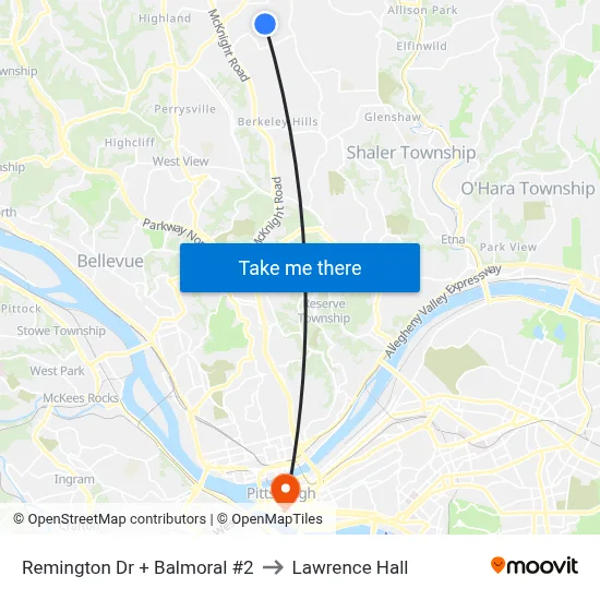 Remington Dr + Balmoral #2 to Lawrence Hall map