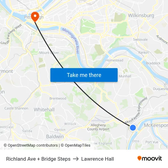 Richland Ave + Bridge Steps to Lawrence Hall map