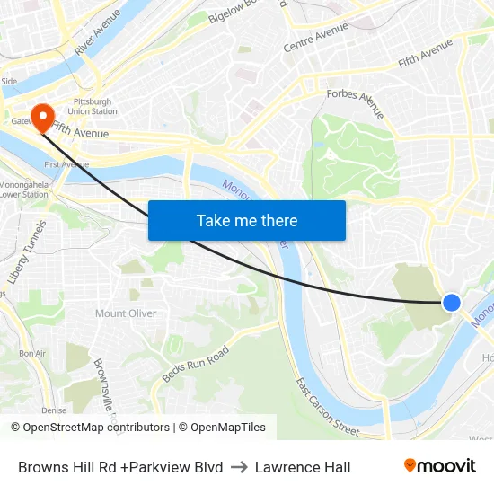 Browns Hill Rd +Parkview Blvd to Lawrence Hall map