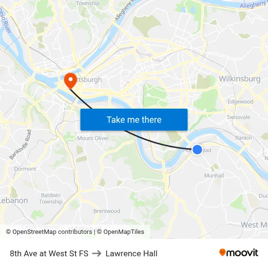 8th Ave at West St FS to Lawrence Hall map