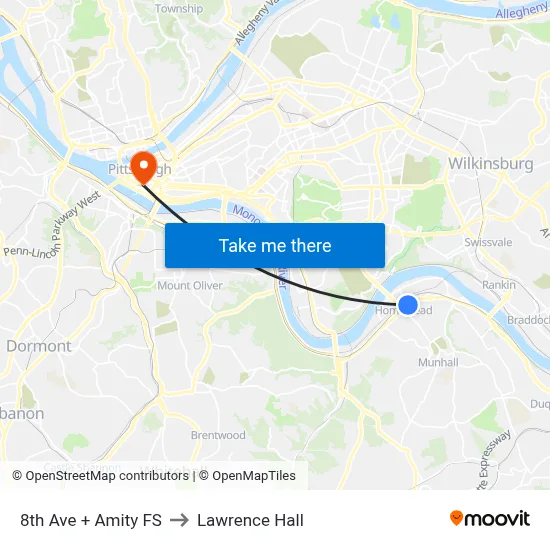8th Ave + Amity FS to Lawrence Hall map