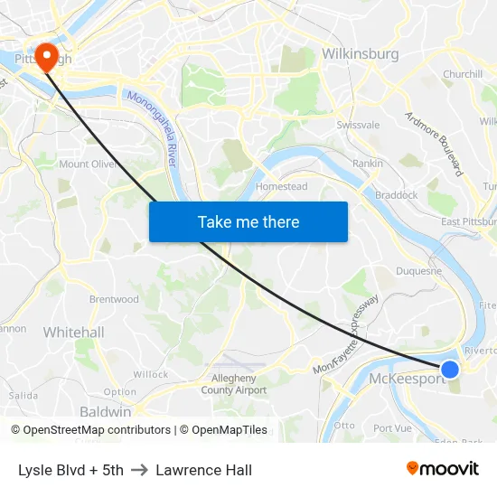 Lysle Blvd + 5th to Lawrence Hall map