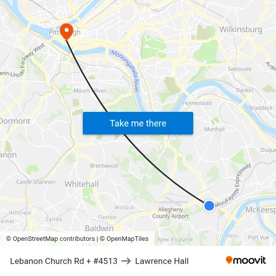Lebanon Church Rd + #4513 to Lawrence Hall map