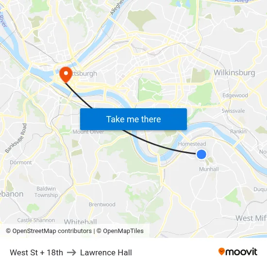 West St + 18th to Lawrence Hall map