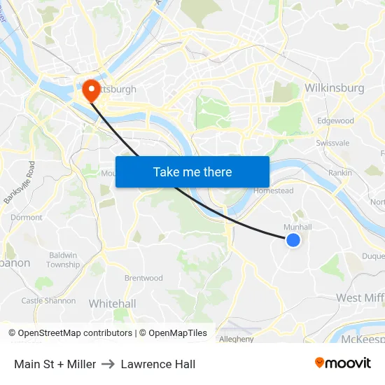 Main St + Miller to Lawrence Hall map
