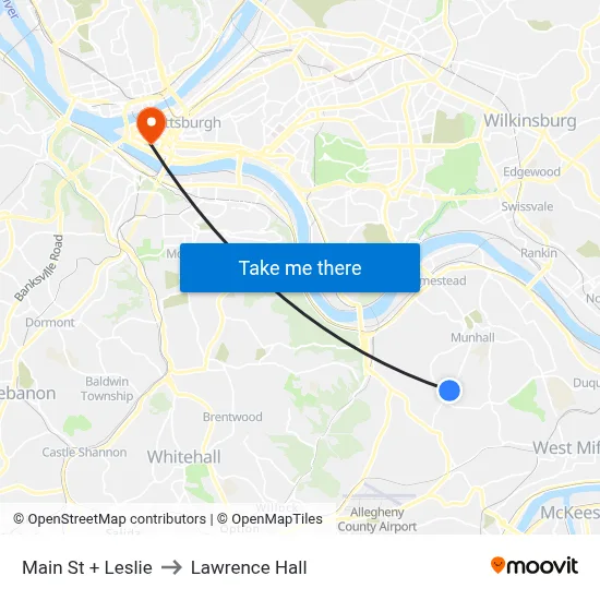 Main St + Leslie to Lawrence Hall map