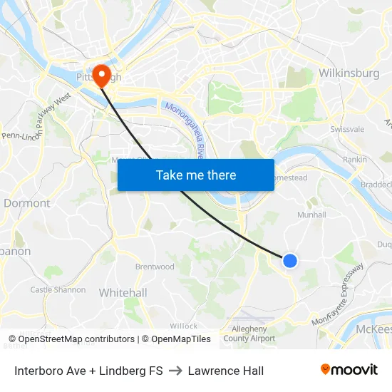 Interboro Ave + Lindberg FS to Lawrence Hall map