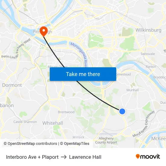 Interboro Ave + Plaport to Lawrence Hall map