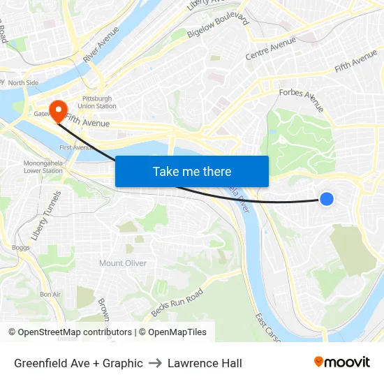 Greenfield Ave + Graphic to Lawrence Hall map