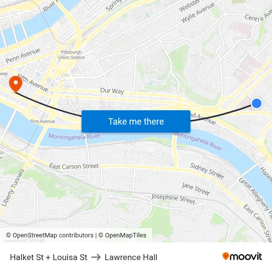 Halket St + Louisa St to Lawrence Hall map