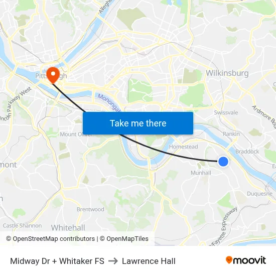 Midway Dr + Whitaker FS to Lawrence Hall map