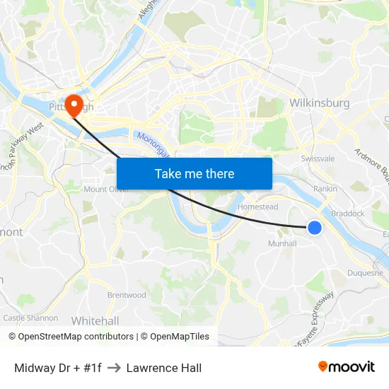Midway Dr + #1f to Lawrence Hall map