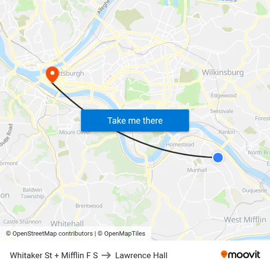 Whitaker St + Mifflin F S to Lawrence Hall map
