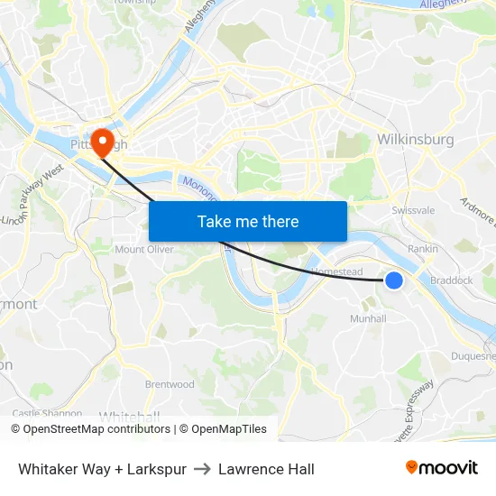 Whitaker Way + Larkspur to Lawrence Hall map