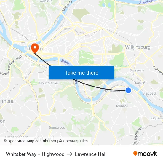 Whitaker Way + Highwood to Lawrence Hall map