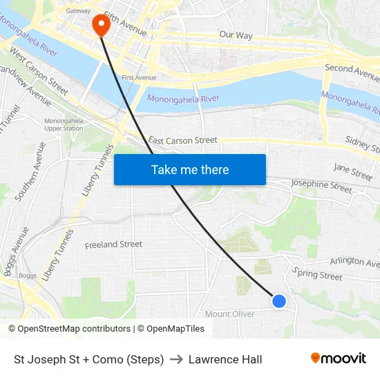 St Joseph St + Como (Steps) to Lawrence Hall map