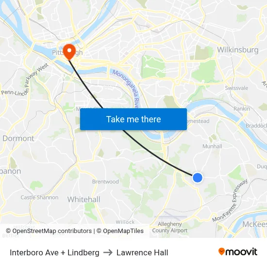 Interboro Ave + Lindberg to Lawrence Hall map