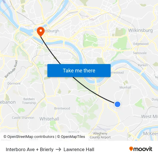 Interboro Ave + Brierly to Lawrence Hall map