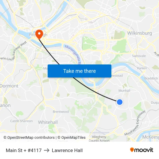 Main St + #4117 to Lawrence Hall map