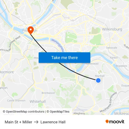 Main St + Miller to Lawrence Hall map