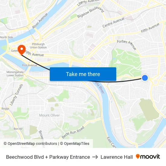 Beechwood Blvd + Parkway Entrance to Lawrence Hall map
