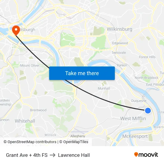 Grant Ave + 4th FS to Lawrence Hall map