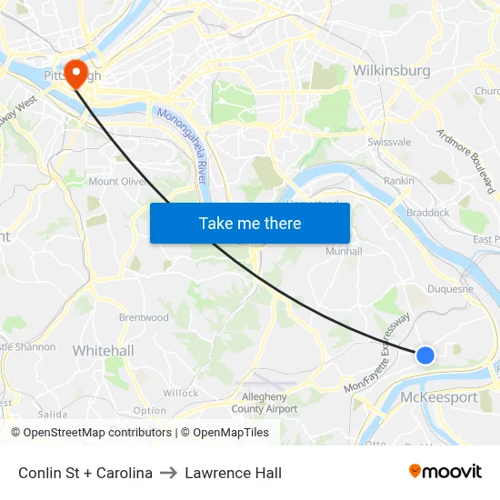 Conlin St + Carolina to Lawrence Hall map