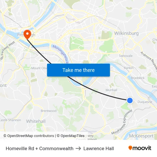 Homeville Rd + Commonwealth to Lawrence Hall map