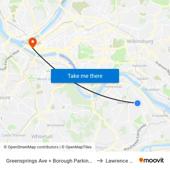 Greensprings Ave + Borough Parking Lot to Lawrence Hall map