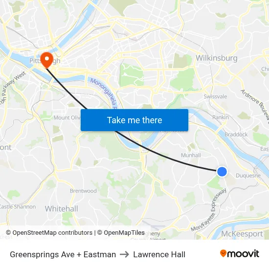 Greensprings Ave + Eastman to Lawrence Hall map