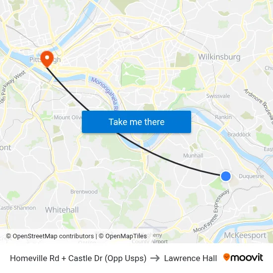 Homeville Rd + Castle Dr (Opp Usps) to Lawrence Hall map