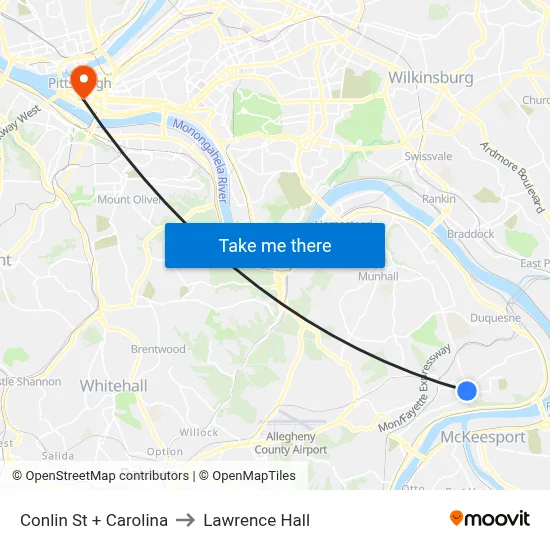 Conlin St + Carolina to Lawrence Hall map