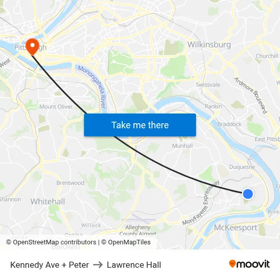 Kennedy Ave + Peter to Lawrence Hall map