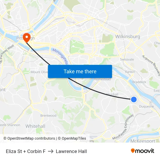 Eliza St + Corbin F to Lawrence Hall map
