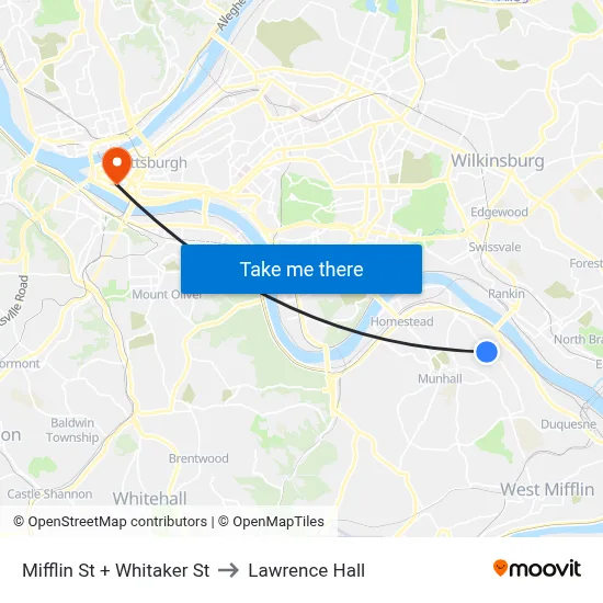 Mifflin St + Whitaker St to Lawrence Hall map