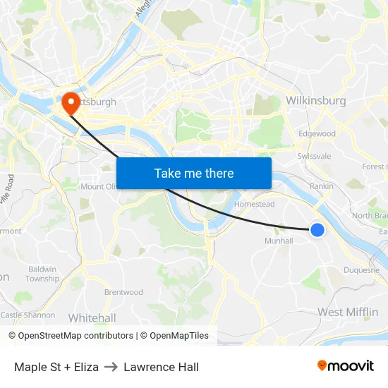 Maple St + Eliza to Lawrence Hall map