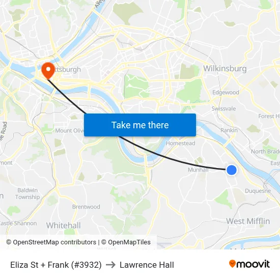 Eliza St + Frank (#3932) to Lawrence Hall map