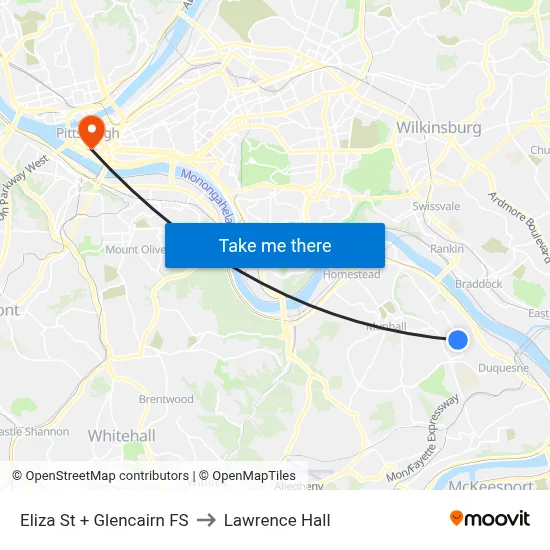 Eliza St + Glencairn FS to Lawrence Hall map