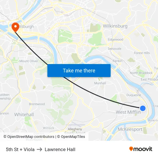 5th St + Viola to Lawrence Hall map