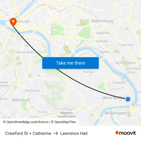 Crawford St + Catherine to Lawrence Hall map