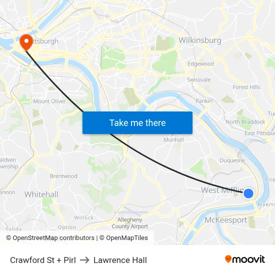 Crawford St + Pirl to Lawrence Hall map