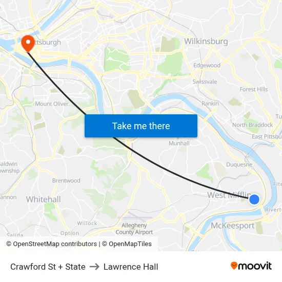 Crawford St + State to Lawrence Hall map