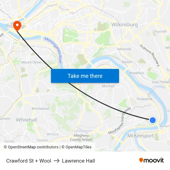 Crawford St + Wool to Lawrence Hall map