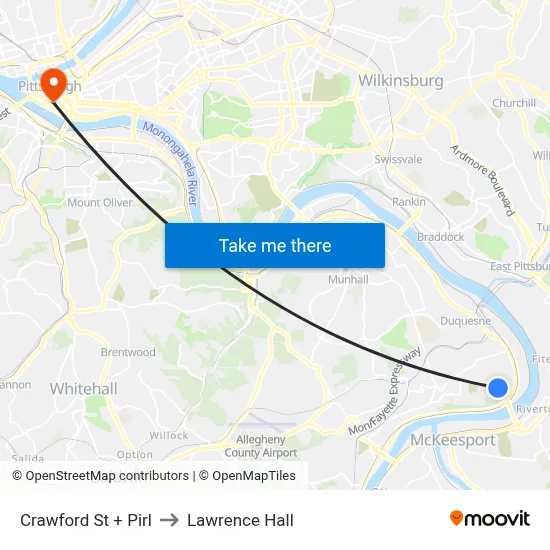 Crawford St + Pirl to Lawrence Hall map