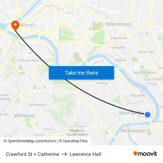 Crawford St + Catherine to Lawrence Hall map