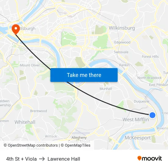 4th St + Viola to Lawrence Hall map