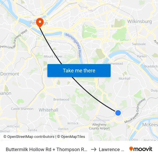 Buttermilk Hollow Rd + Thompson Run FS to Lawrence Hall map