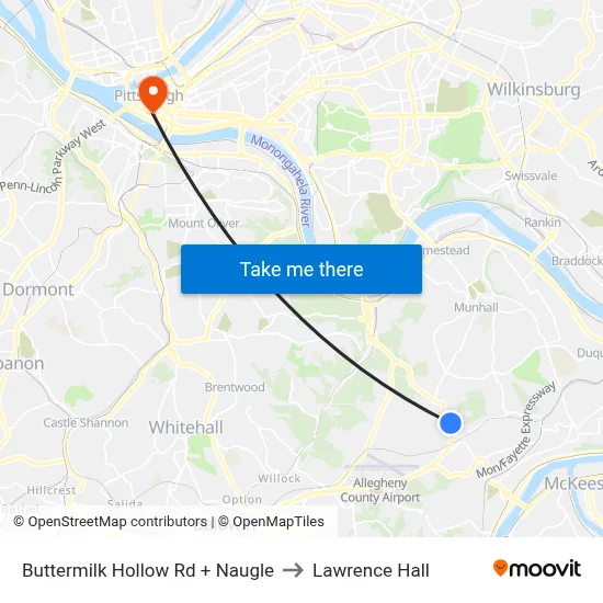 Buttermilk Hollow Rd + Naugle to Lawrence Hall map